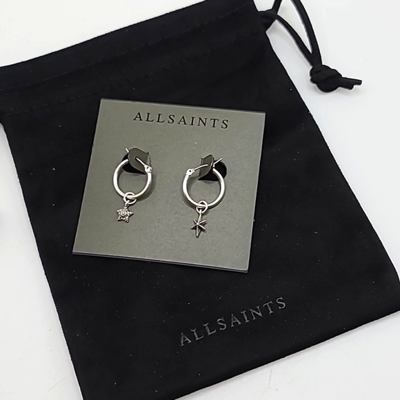 All Saints Jewelry - AllSaints Bella Silver Star Charm Hoop Earrings
